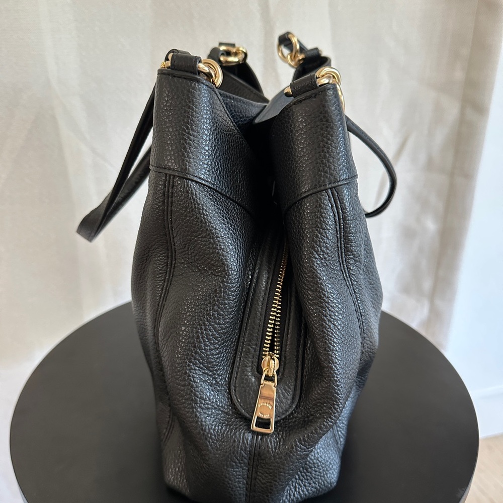 LIKE NEW ! Authentic Coach Large Lexy Pebble Leather Shoulder Bag Gunmetal - Picture 5 of 11